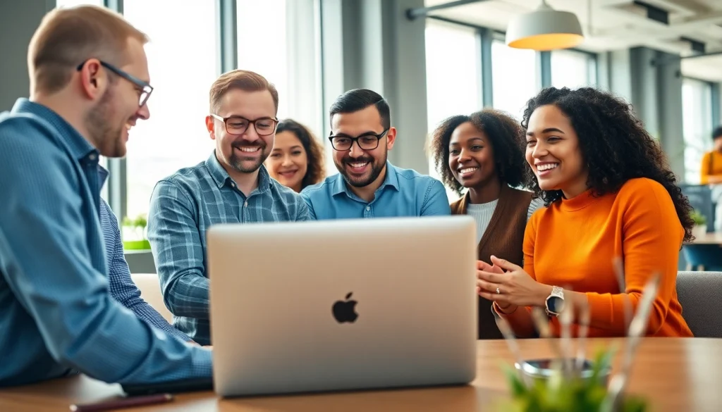 Engaged professionals collaborating at https://www.shiverhamilton.com in a bright, modern office.