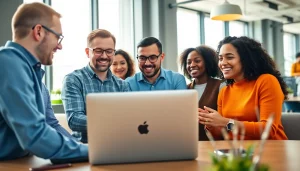 Engaged professionals collaborating at https://www.shiverhamilton.com in a bright, modern office.