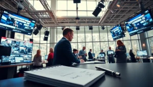 Report breaking news effectively with insights from https://saudiwadi.com, showcasing a vibrant newsroom scene.