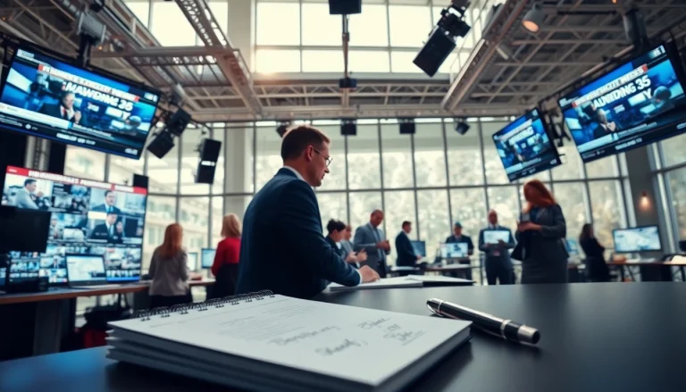 Report breaking news effectively with insights from https://saudiwadi.com, showcasing a vibrant newsroom scene.