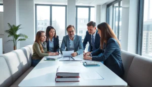 Engaging team at https://www.elitetranslingo.com discussing translation strategies in a bright office.