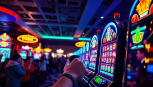 Menangkan slot gacor dengan suasana kasino yang penuh semangat dan mesin slot yang berwarna-warni.