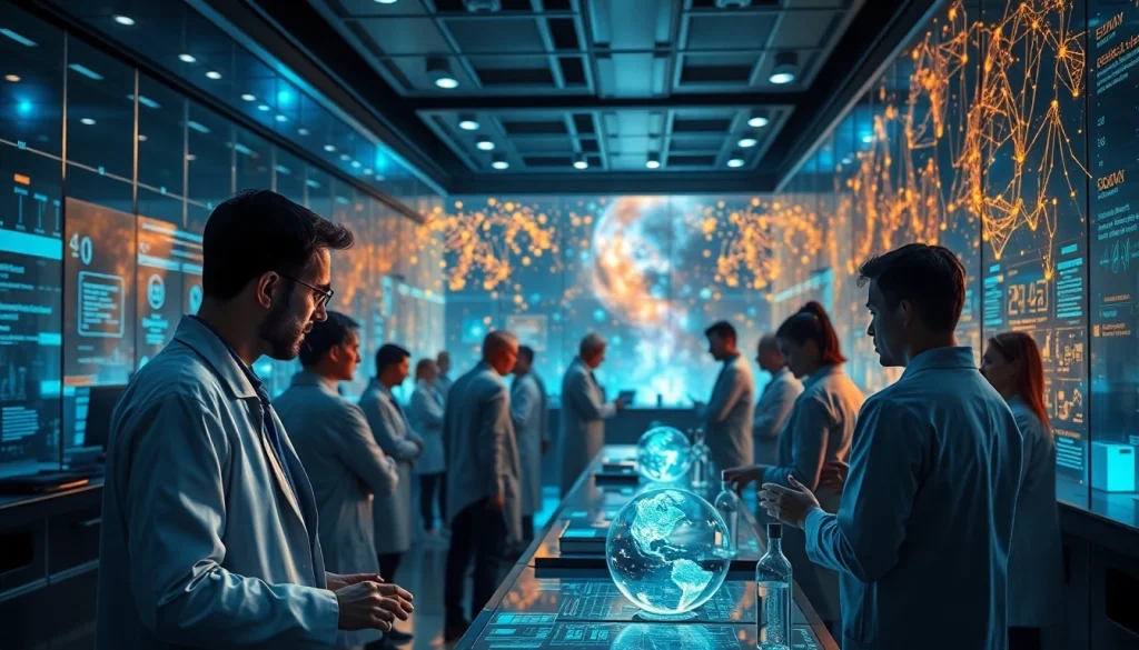 Visualize research advancements in immortality with www.trilgameshproject.com's futuristic lab scene.