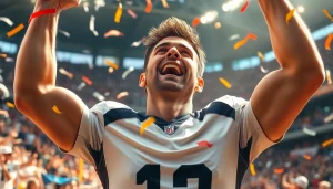 Merayakan kemenangan sayaptogel dengan semangat di stadion yang cerah.