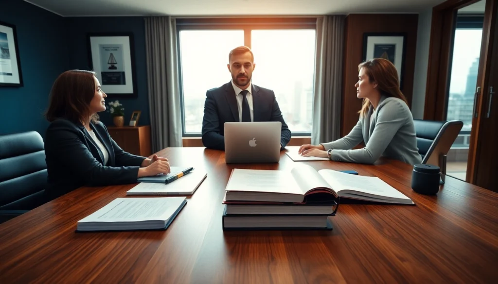 Legal consultation at https://www.agslawfirm.com showcasing a professional attorney and engaged clients.