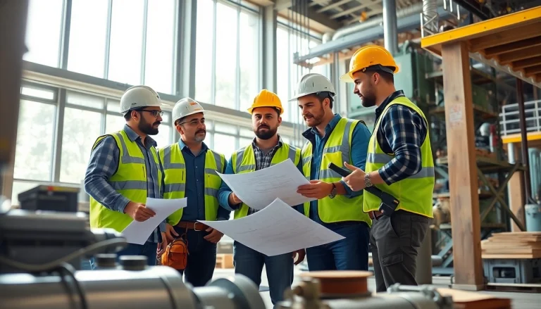 Technicians showcasing skilled labor for energy sector in a collaborative workspace.