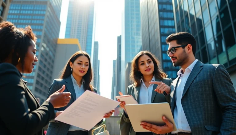 Engaged professionals seeking jobs in New York, showcasing career opportunities