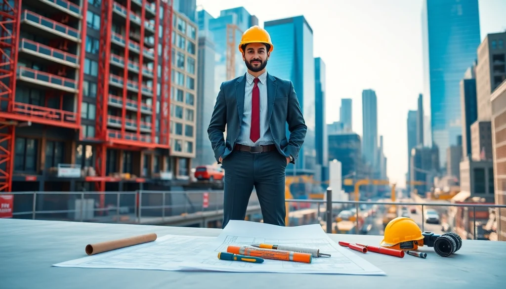 New York City Construction Manager overseeing projects on a vibrant construction site.