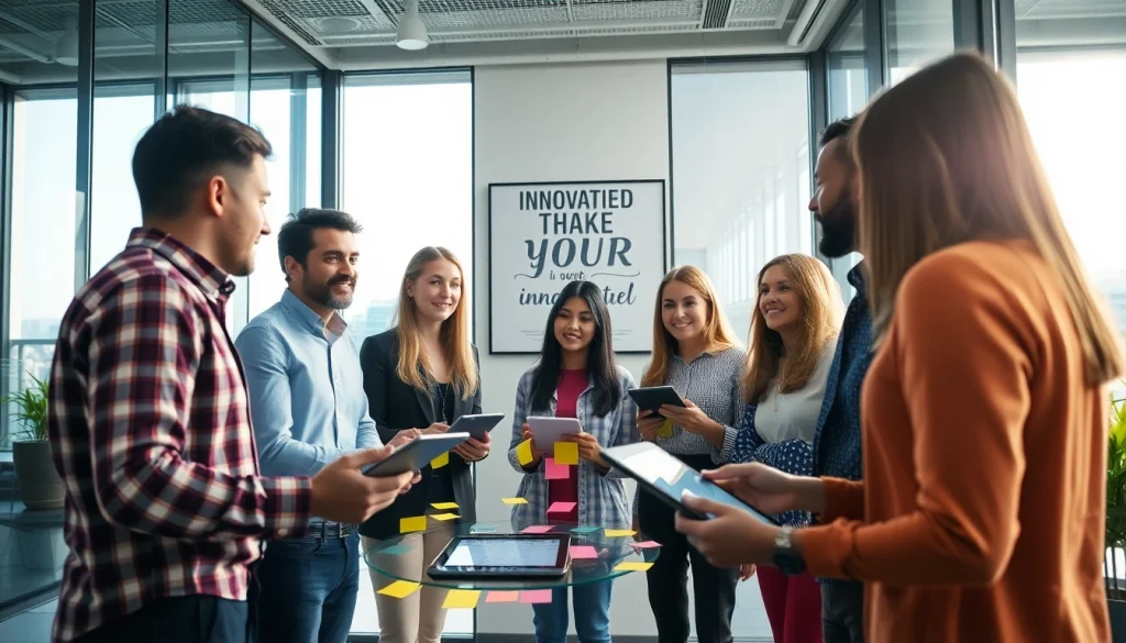 Engaging team collaboration at https://valuesfirst.com with vibrant sticky notes in a bright office.