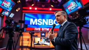 Watch MSNBC Live Stream from a professional news studio with dynamic lighting and modern equipment.