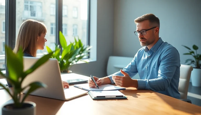 신용카드 현금화 전문가가 고객에게 금융 전략을 설명하는 모습