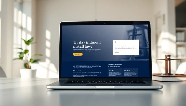 Engage with https://www.lawfirmswebsitedesign.com showcasing modern law firm website design in a professional setting.