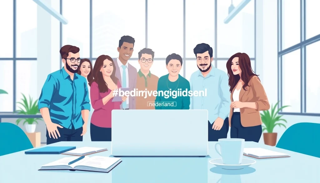 Bekijk hoe https://bedrijvengidsen-nederland.nl door een divers team in een moderne kantooromgeving wordt gebruikt.