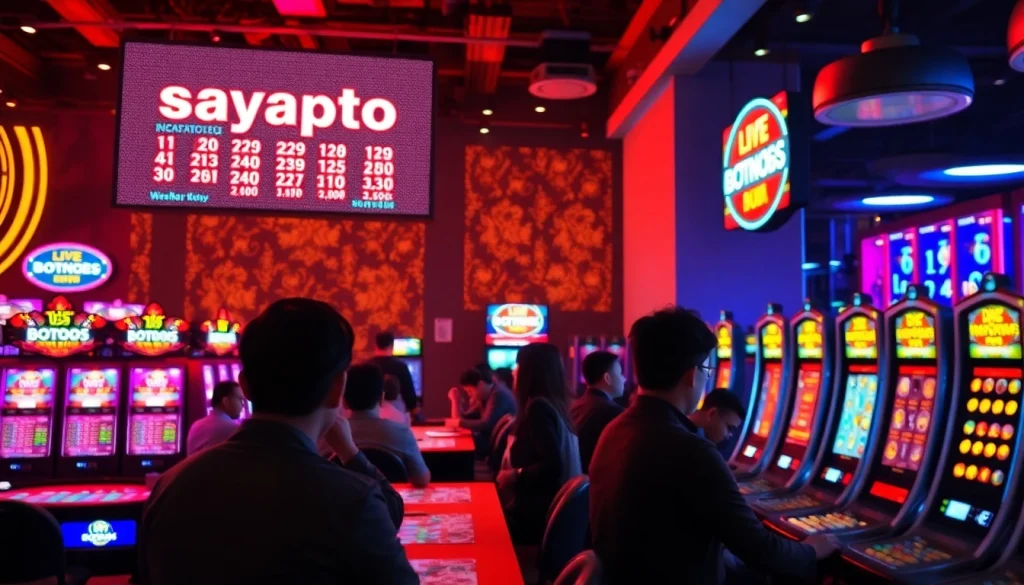 Rayakan kemenangan sayaptogel dengan suasana kasino yang ceria dan penuh warna.