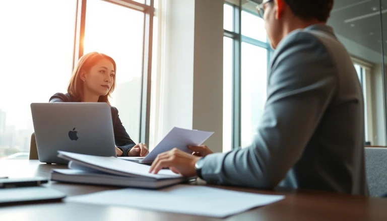 Consultation with a professional lawyer at https://www.marylandpersonalinjurylawyer.com in a modern office setting.