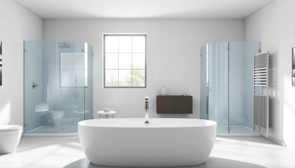 Sonni sanitär GmbH showcases modern bathroom solutions with elegant glass shower walls.