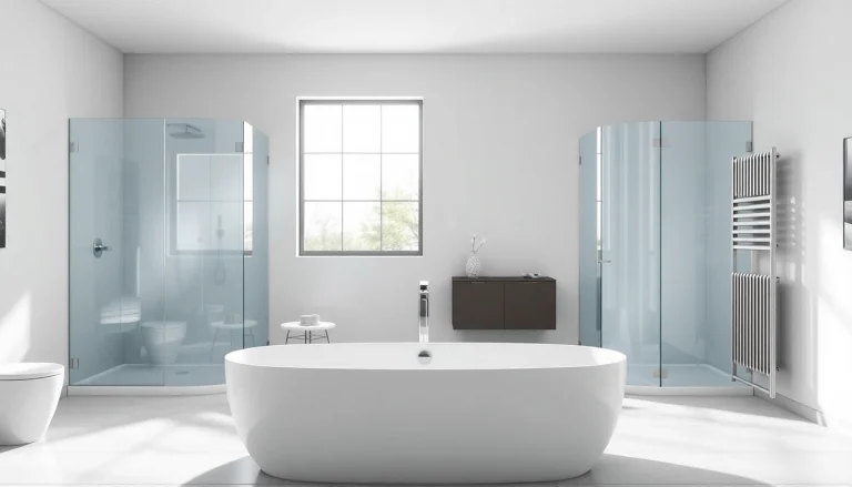 Sonni sanitär GmbH showcases modern bathroom solutions with elegant glass shower walls.
