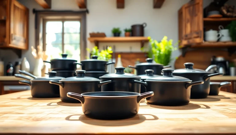 Shop high-quality cast iron cookware NZ in an inviting kitchen setting showcasing a variety of pots and pans.