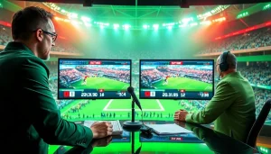 스포츠중계 중인 프로 방송인의 생생한 모습