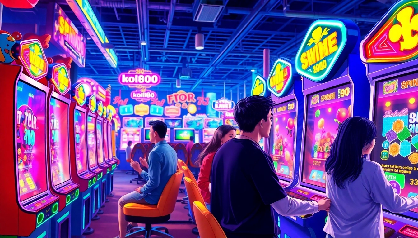 Menggambarkan suasana permainan koi800 game dengan pemain yang bersemangat.