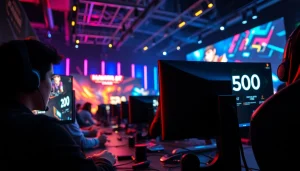Menampilkan aksi seru dalam mawar500 game dengan pemain yang fokus di arena esports.