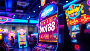 Rasakan keseruan permainan bro138 slot dengan mesin slot yang bersinar di kasino.