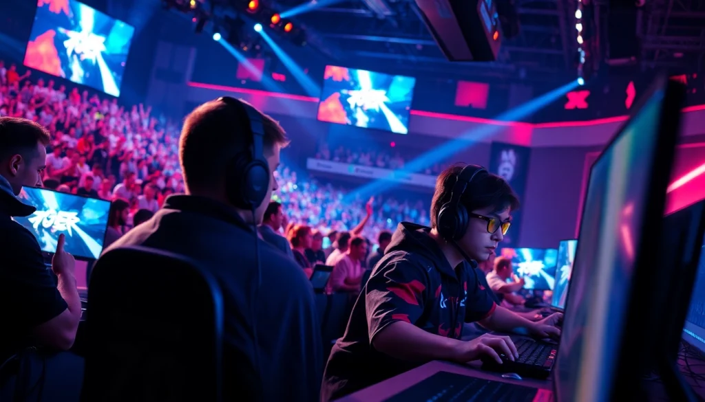 Players engaged in high-stakes competition at eSports event featured on https://gamelevate.com