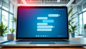 ChatGPT free alternative showcased on a modern laptop in an inviting workspace.
