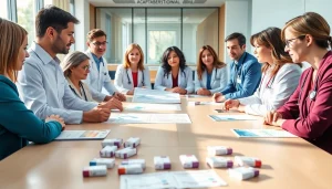 Discussing the ADAPTABLE Aspirin Study with visual data and dosage packets in a professional setting.