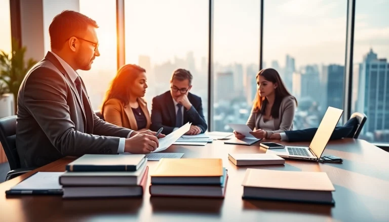 Consultation at https://www.lalitlaw.com showcasing a professional attorney and clients in discussion.