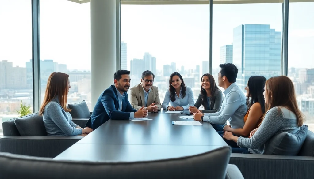 Engaging financial advisor San Antonio consulting with clients in a modern office setting