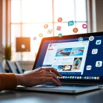 Engaging with the Instagram smm panel interface in a modern office showcasing social media connectivity.