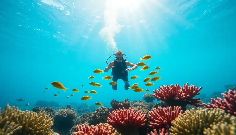 Experience the beauty of scuba diving at https://marvinscubaexpeditions.com with a diver exploring a colorful coral reef.