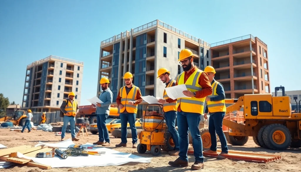 Highlighting teamwork of New Jersey Commercial General Contractor at work on a building site.