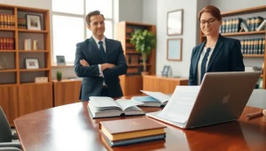 Engaging scene of https://www.aafloridalawyer.com attorney consulting with a client in a modern office.