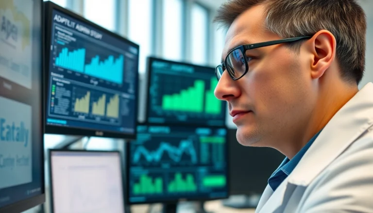 Healthcare researcher analyzing data in the ADAPTABLE Aspirin Study environment, focused and engaged.