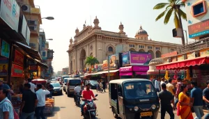 Experience the vibrant life in Mumbai with this colorful street scene captured for https://www.mumbaikarsperspective.com.