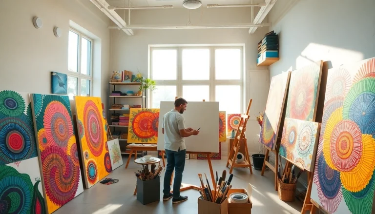 Créer des œuvres uniques chez fredericjulien-design.fr, l'artiste travaille dans un studio lumineux.