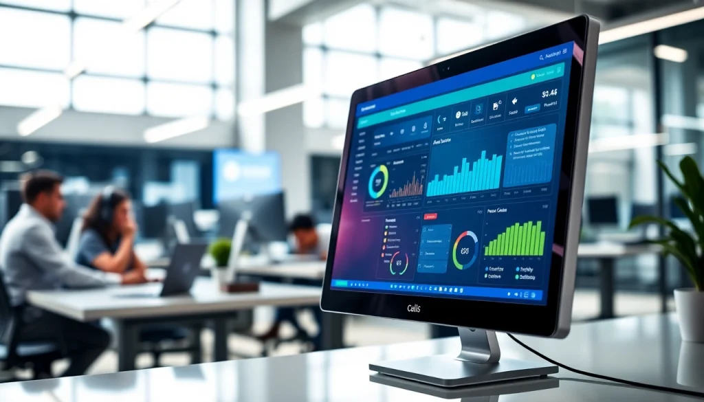 Engage with innovative call center software showcased on a sleek interface in an office