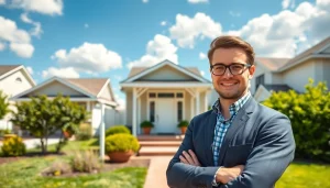 Find real estate opportunities with a professional agent showcasing an inviting suburban home.