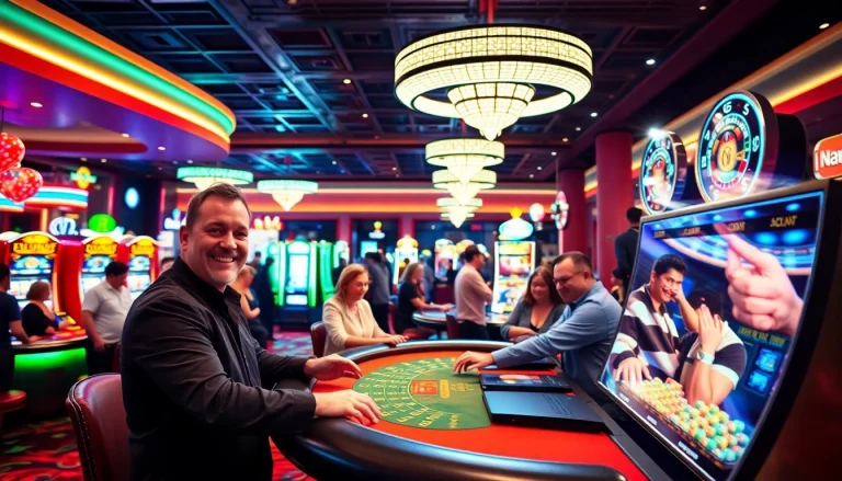 Engaging casino scene from https://casinodeets.com showcasing players and games in a vibrant atmosphere.