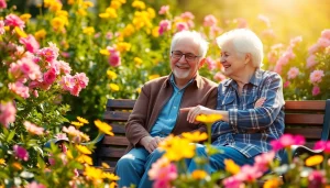 Couple enjoying retirement in a garden setting at https://frontidas.com, showcasing happiness and companionship.