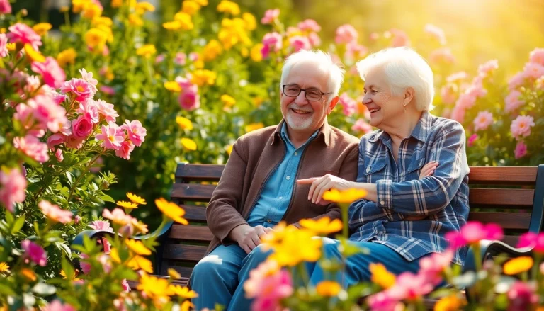 Couple enjoying retirement in a garden setting at https://frontidas.com, showcasing happiness and companionship.