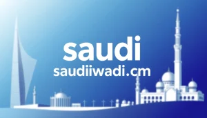 شعار موقع saudiwadi.com مع معالم سعودية أنيقة وجذابة.