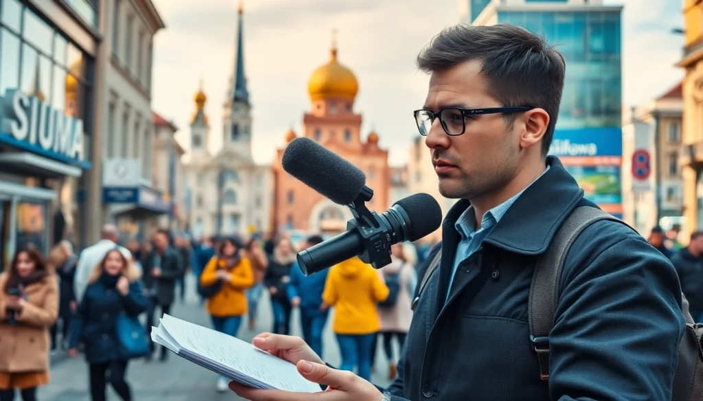 Збір новин на https://sumytoday.in.ua в центрі Сум з журналістом та обладнанням.