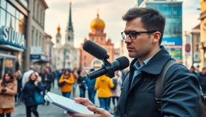 Збір новин на https://sumytoday.in.ua в центрі Сум з журналістом та обладнанням.