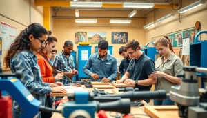 Trade schools in Hawaii offering hands-on training with diverse students in a workshop setting.