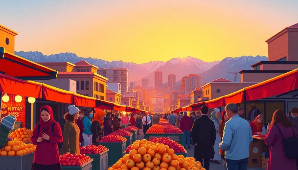 Experience Almaty’s vibrant street life at sunset with https://albmaftoh.com as a backdrop.