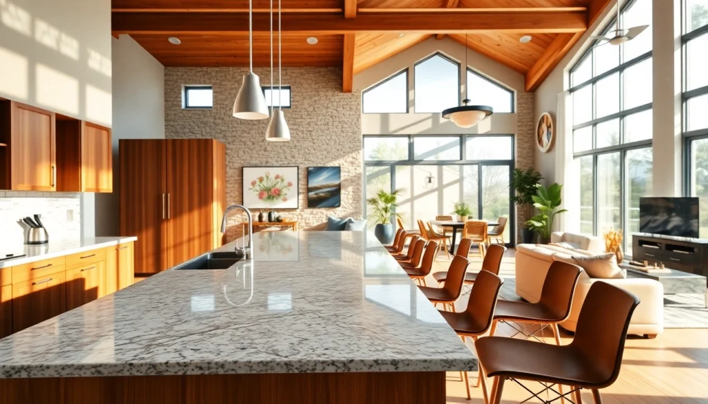 Revitalize your space with expert home renovation showcasing a modern kitchen and living area.