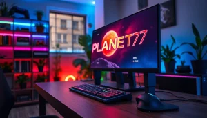 Menangkan pengalaman menakjubkan bermain PLANET77 game di gaming setup modern yang dinamis.